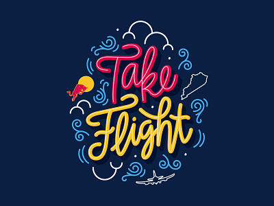 Red Bull: Take Flight airplane bull calligraphy clouds design hand lettering illustration kentucky red bull take flight typography