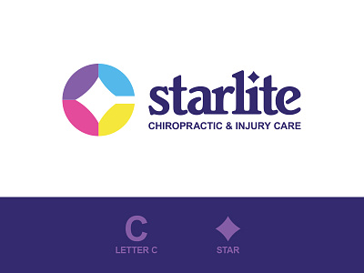 Starlite Chiropractic & Injury Care branding agency branding and identity chiropractic circle color colorful injury care logo design star