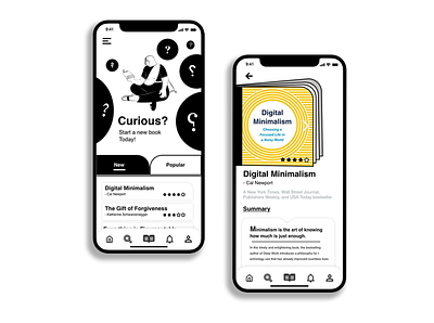 Minimal E-book App Concept 3dmodeling app appdesign branding icon illustration interfacedesign logo productdesign typography ui userexperience uxdesign