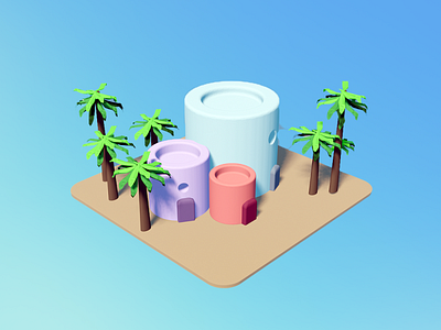 My Little Island 🌴 3d 3ddesign 3dmodeling 3drender blender3d cinema4d dribbble best shot dribbbleweeklywarmup gradient isometric isometric art isometric design product productdesign render ux