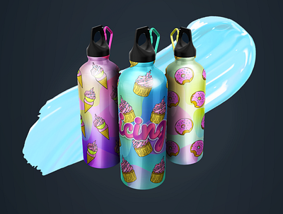 💖WATCH THE ICING flask bottles💖 3d 3dmodeling branding graphic design illustration logo logo design mockup packaging product productdesign ui