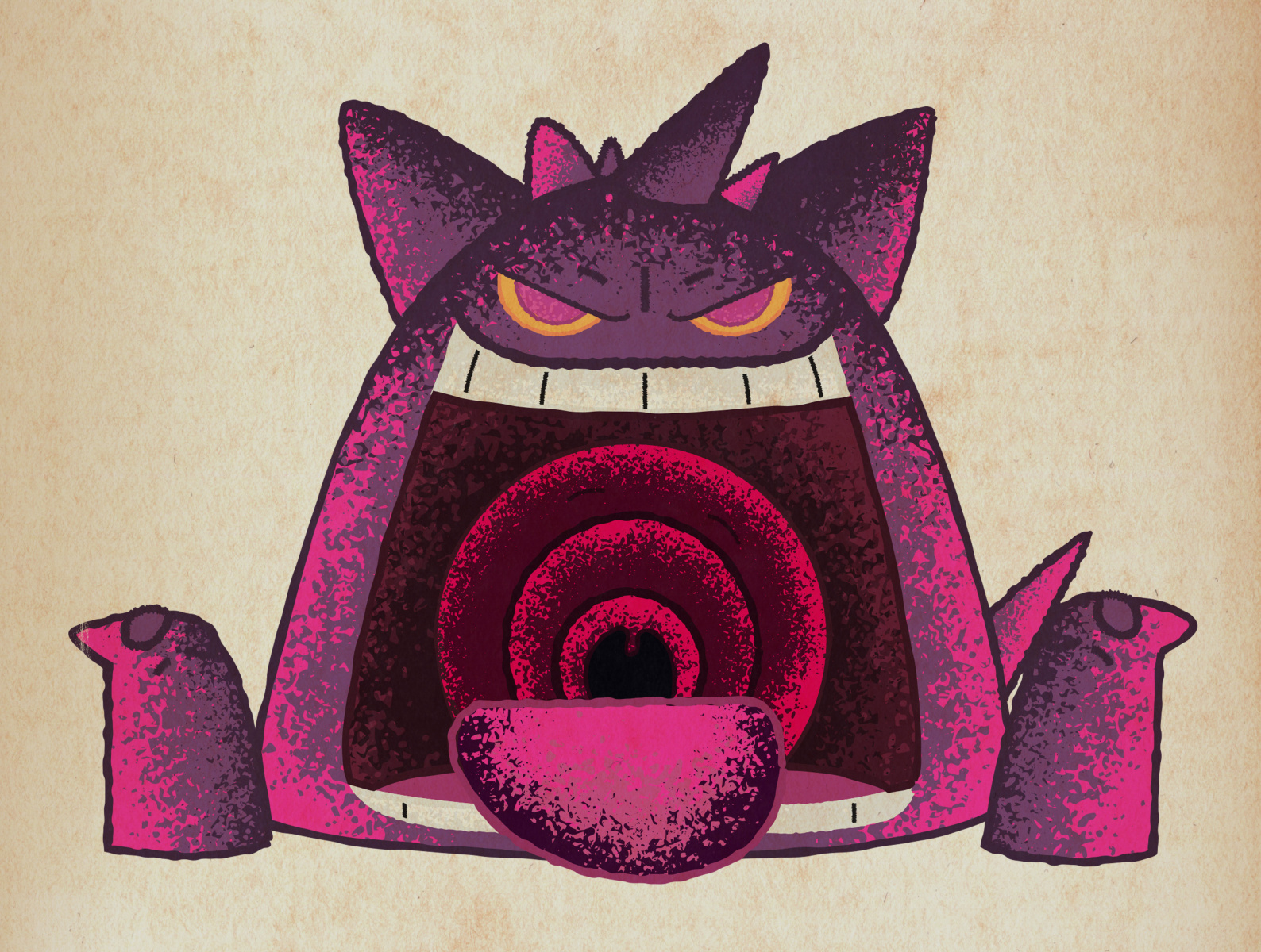 gengar and gigantamax gengar (pokemon) drawn by mian_(3zandora)