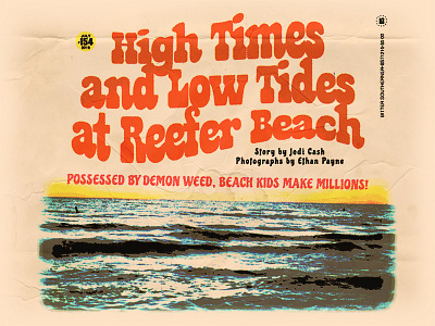 Reefer Beach 1960s 1970s beach editorial marijuana pulp type weed