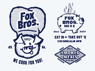 Fox Bros. barbecue bbq illustration meat merch merchandise pig smoke summer typography