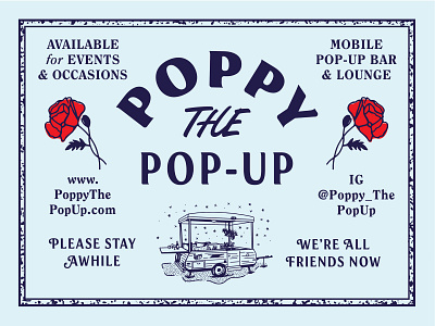 Poppin' bar booze branding camper illustration logo type