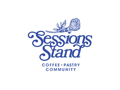 Sessions Stand 1970s coffee flower merch script type