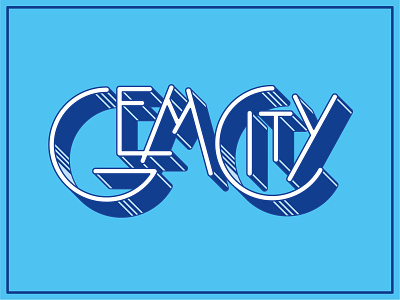 Gem City 3d type branding shadow type social club type typography