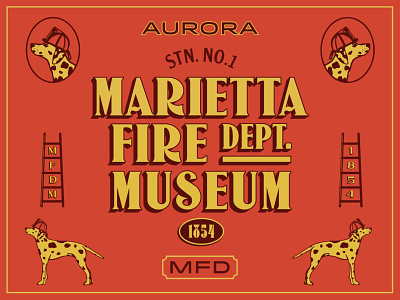 Marietta Fire Department Museum dalmation dog fire station type vintage typeface