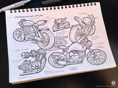 Under 400 cc dangeruss design marker motorcycle product sketch