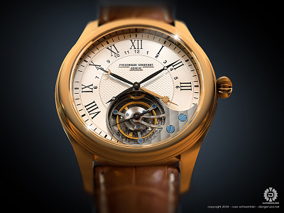 Frederique Constant Manufacture Tourbillon 3d illustration watch wristwatch