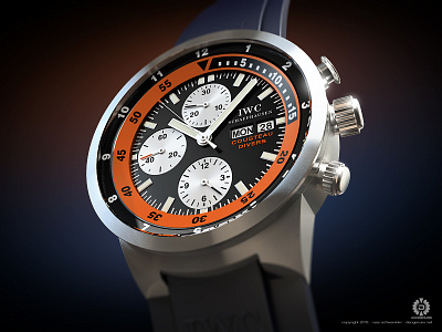 IWC Aquatimer Cousteau 3d illustration watch wristwatch