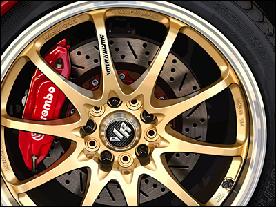 Volk Racing automotive car gold illustration wheel