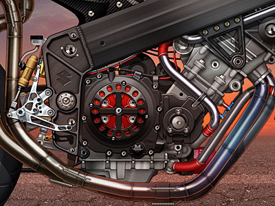 Suzuki detail illustration motorcycle photoshop