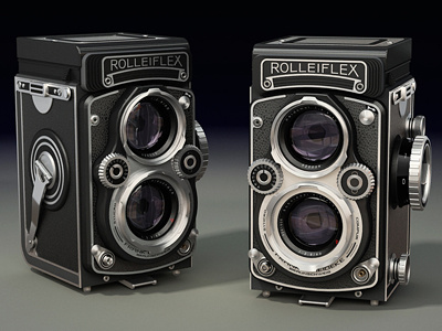 Rollie 3d camera illustration retro