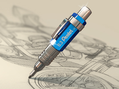 Mechanical 3d illustration pencil