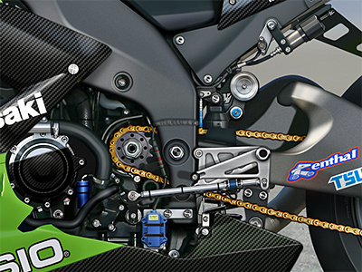 Kawasaki Detail 2 illustration motorcycle photoshop