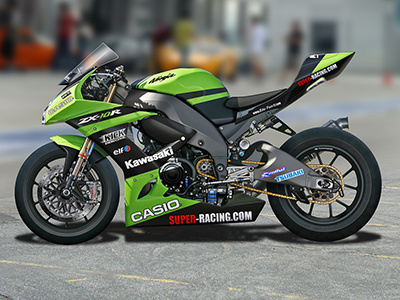 Kawasaki Racer illustration motorcycle photoshop