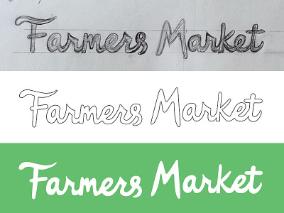 Farmers Market branding hand hand drawn lettering logo sketch typography