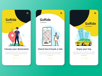Taxi Booking App - Onboarding design flat online booking taxi app ui ux