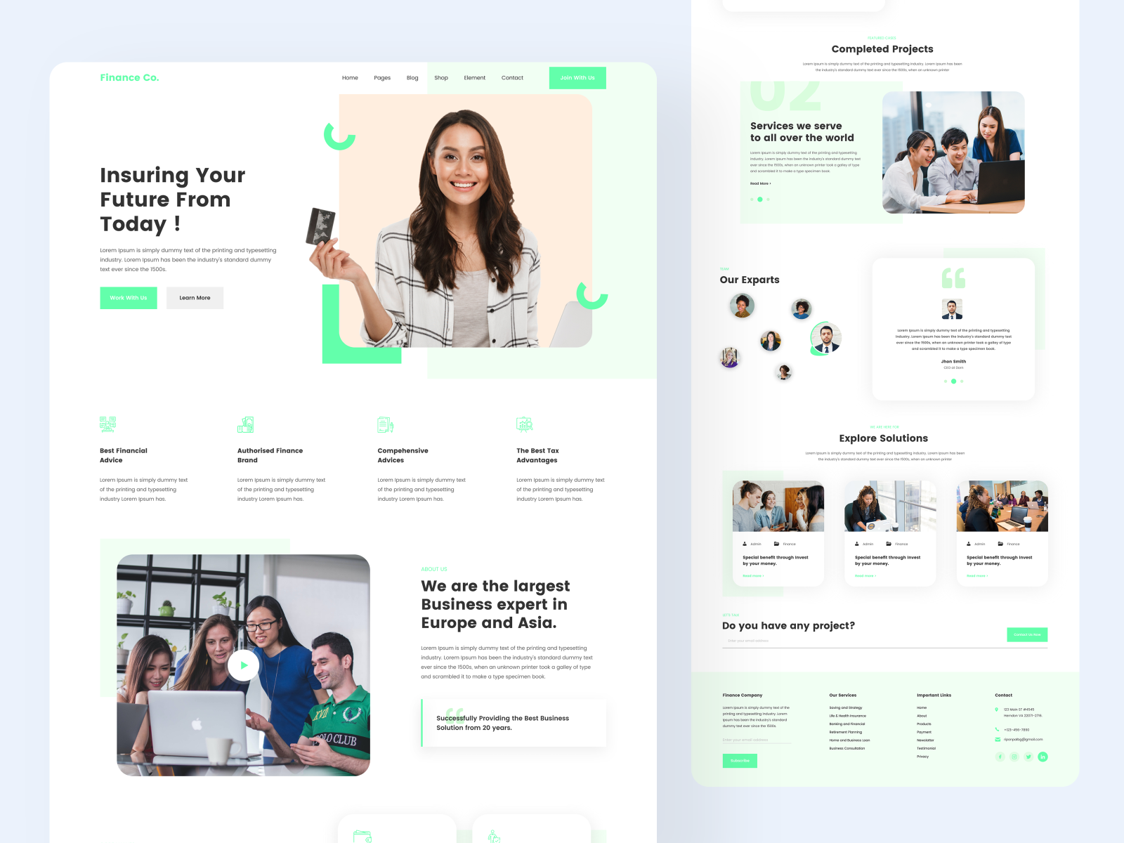 Finance Company Landing Page design by Ripon Pal 🔥 on Dribbble