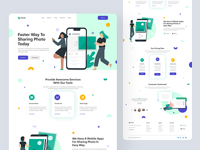 Chobi - Photo Sharing Website Landing Page Design branding design illustration image sharing website landing page design landing page ui photo share apps photo sharing photo sharing website concept psd template trend design 2020 ui ui designer uiux web design website website design