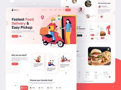 Food Court - Food Delivery Website Landing Page Design branding design food food court food delivery food delivery app food delivery home page food delivery landing page food delivery website graphic design motion graphics psd template trend design 2020 ui web design website website design