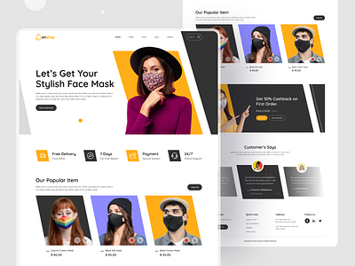 OnShop - Ecommerce Website Landing Page branding color full ui commerce product design ecommerce landing page ecommerce website graphic design home page design landing page design psd templete trend design 2020 ui ui design ui template uiux uiux design website website design website landing page website redesign