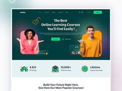 Eduto. Online Educational Course Website Landing Page Design