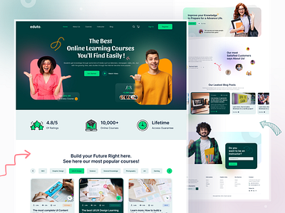 Eduto. Online Educational Course Website Landing Page Design