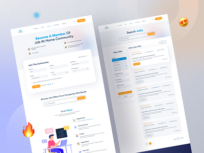 Job At Home - Join And Jobs Searching Page . freelancer hiring agency landing page landing page design market palce market place market place webapp marketpalce psd template ui uiux web design web developer job website website design