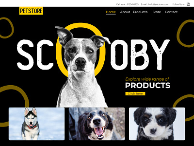 Pet Store landing page design branding design flat minimal typography ui ux web website