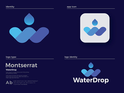 WaterDrop logo design 2020 trend abstract logo app icon clean logo corporate logo creative creative identity insight logo logo design logodesign modern logo modernism monogram letter mark w letter w logo waterdrop