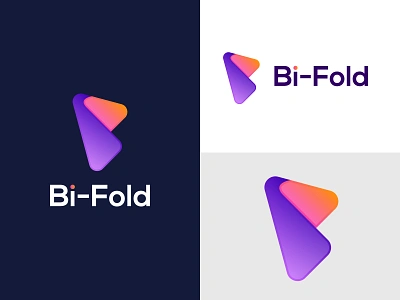 Bi-Fold - logo design abstract app icon b letter brand brand design brand identity branding branding design creative flat gradient logo lettering logo logodesign logotype minimalist modern vector