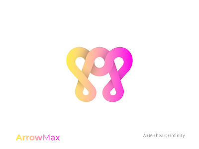 ArrowMax - brand identity | (A+M+Heart+Infinity) 3d a logo abstract am logo app app design app icon brand brand identity branding business mark creative infinity mark lettermark logo design logodesign logotype m letter minimalist website design