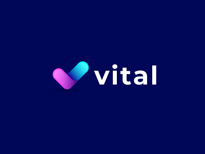 vital abstract app icon brand brand identity branding branding design creative flat illustration logo logodesign minimalist modern v logo vital