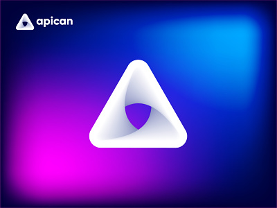 Apican logo design | A letter with a triangle. 2022trend 3d a letter brand branding branding design creative gradient graphic design logo modern simple triangle