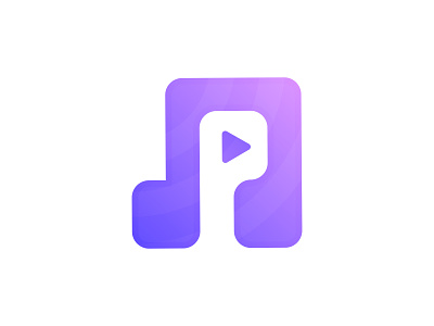 p letter play mark with music icon combination