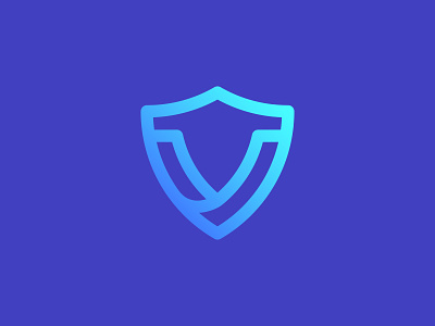 v letter with shield, security, technology