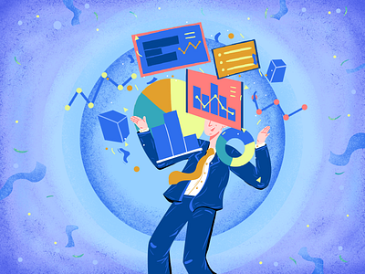 Let Data tell your story art artwork character data database illustration man working