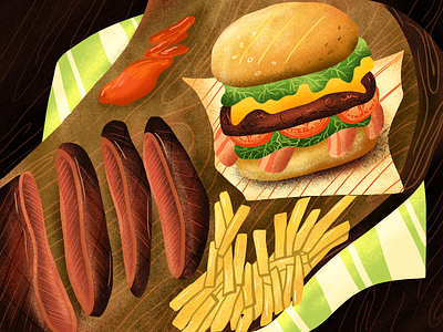 BILLION DOLLAR BURGER art artwork book cover design burger food food app illustration