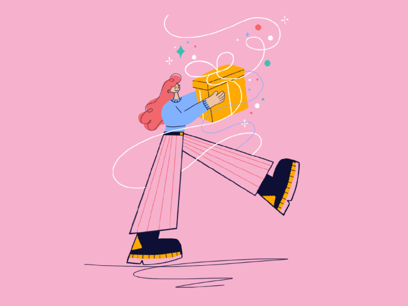 The key to happiness character bright color gift happiness happy illustrator illustration graphic design design artwork art