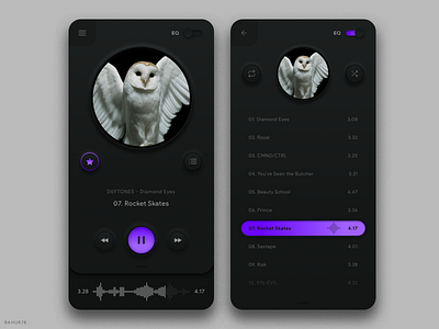 Music Player - Mobile App 2020 design 2020 trends 3d android app bahur78 dark design dark ui gradients ios music app music player neumorphic neumorphism sketch skeuomorphic skeuomorphism soft ui stream app ui