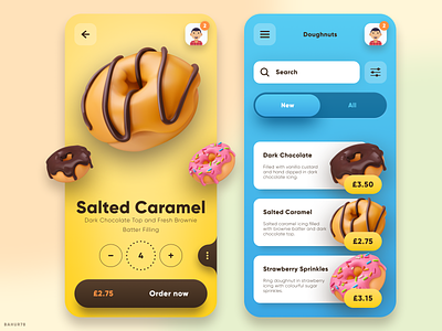 Donut - Mobile App android android app app app design clean ui colors donuts figma food food app illustrations ios ios app list view product design retail app ui ui design ux uxui