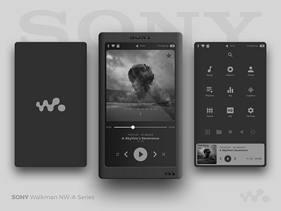 SONY Walkman NW-A Series - Redesign app app design appdesign bahur78 dark ui minimal app minimal ui monochrome mp3 player music app musicplayer player ui skeuomorphism software design sony uidesign user center design user interface userinterface walkman