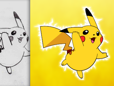 Drawing to life cartoon graphic design illustration pikachu pokemon practice vector yellow
