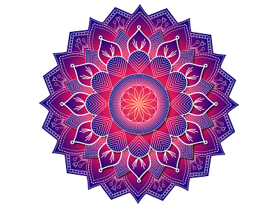 blue purple traditional mandala with flower