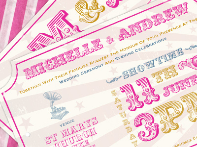 Carnival Wedding Invitations carnival pink typography wedding invitations