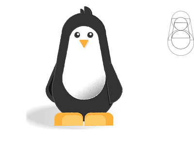 Penguin with simple shapes design illustration minimal ui vector