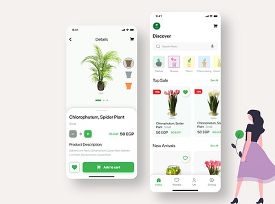 Plants shop Mobile Application design illustration mobile mobile app mobile ui plants ui ux ui vector