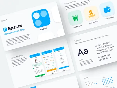 Spaces App Logo and Styleguide 💎 app app design clean ui design fintory interface logo modules styleguide ui ux